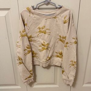 Tea Cream and Gold unicorn cropped Sweatshirt size 10